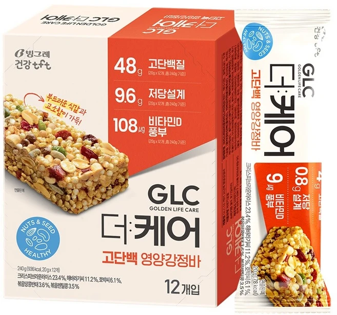 티에프티 GLC 더케어 고단백 영양강정바 12p, 240g, 1개 - 쿠팡
