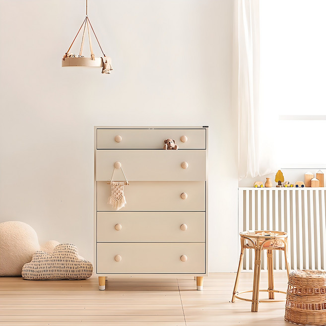 소르니아 토니 와이드 서랍장, 아이보리, 5단