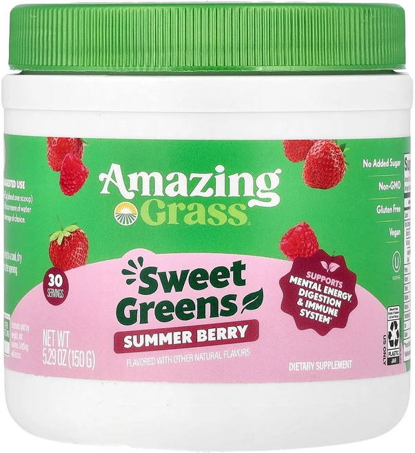어메이징 그래스 스위트 그린 썸머 베리 5.29온스 150g Amazing Grass Sweet Greens Summer Berry 5.29oz, 어메이징 그래스 스위트 그린 썸머 베리 5.29온스 1, 1개 - 쿠팡