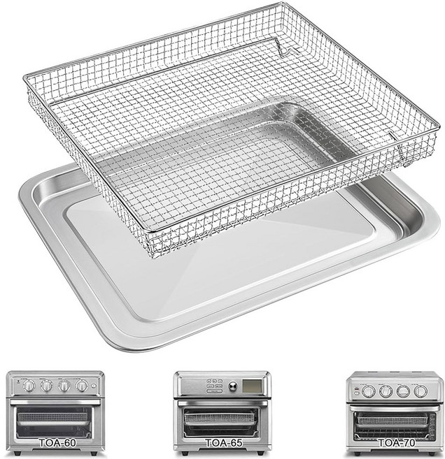 cuisinart toa-60 toa-65 toa-70 토스터 에어 프라이어 컨벡션 오븐용 바스켓 트레이 교체품 30.8 x 27.9cm(12.4 11인치) 메시 스틸 와이어