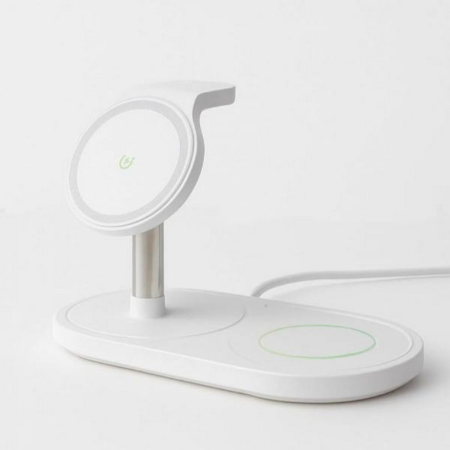 iPhone Apple Watch AirPod용 무선 충전기 3 in 1 여러 장치용 충전 스테이션 스탠드 12용 고속 도크 시리즈 AirPods Pro화이트, White