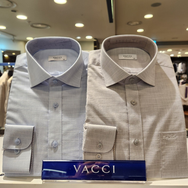 바찌 남성 봄 가을 긴팔 일반핏 면53% 레이온 30% 고급소재 스트레치 블루 그레이 2컬러로 구성된 솔리드 무지 가격인하된 스판 와이셔츠 남방VD1L 1BR 106 G0