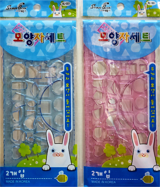 모형자세트 모형자 2입 모양자 초등준비물, 2세트, 색상랜덤 2입