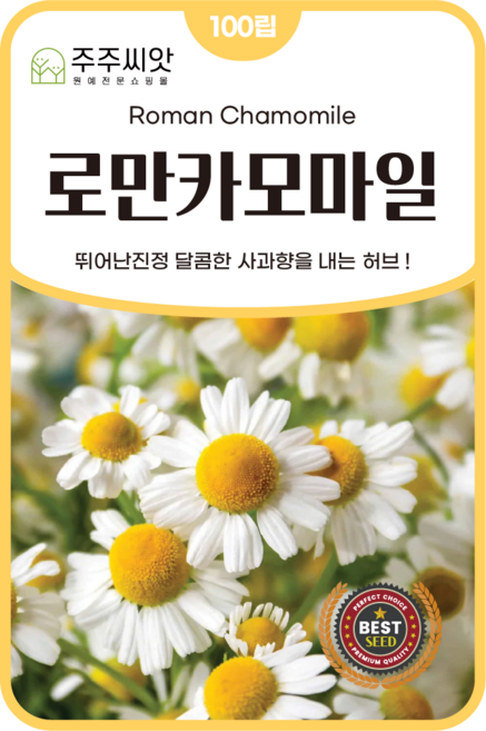 [주주씨앗] 로만 카모마일 씨앗 100립 / 진정효과가 뛰어난 사과향 허브 종자, 1개