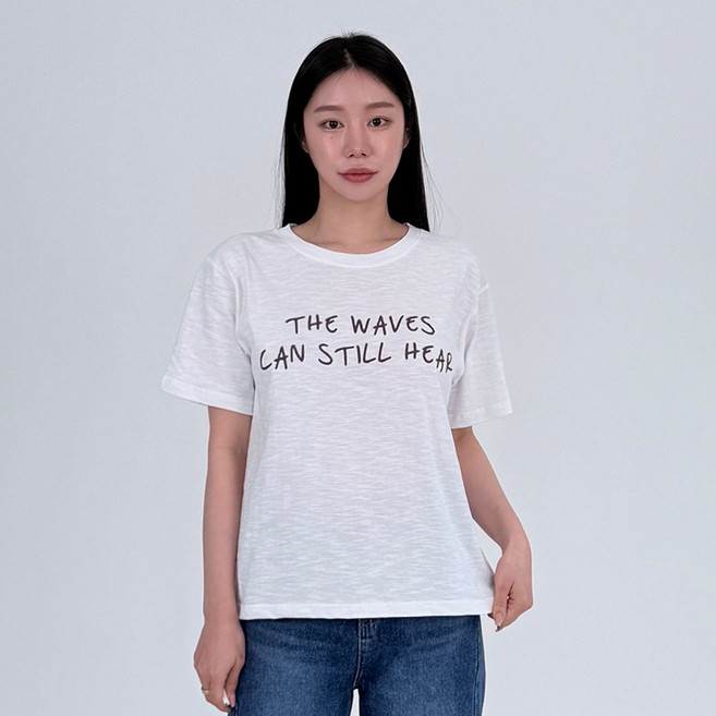 웨이즈 레터링 루즈핏 캐쥬얼 슬라브 반팔 티셔츠
