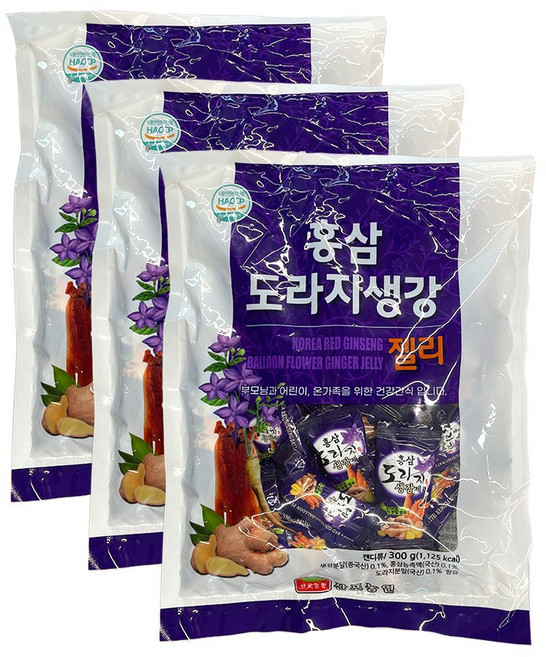 홍삼도라지생강젤리 300g X 3개 부모님 어르신 젤리 사탕 간식