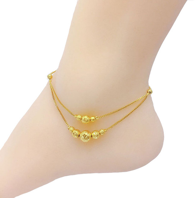 여성 행운 금도금 데일리 레이어드 구슬 하트 발찌