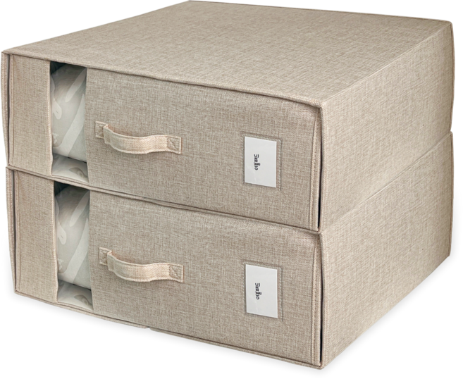 살림공간 스퀘어 이불팩 이불정리함 이불 보관함, 2개, 베이지