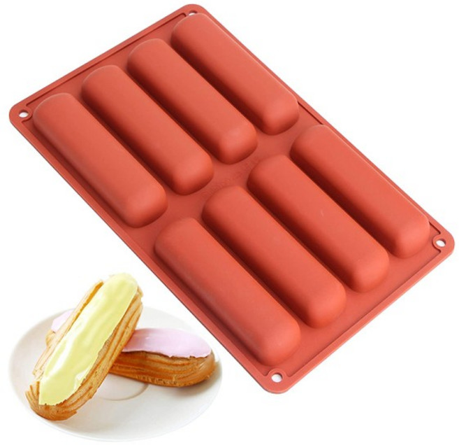 Twinkie 케이크 팬 에클레어 베이킹 몰드 손가락 모양 쿠키 아이스 스틱 실리콘 트레이 물병 비누 초콜릿 E, 1개