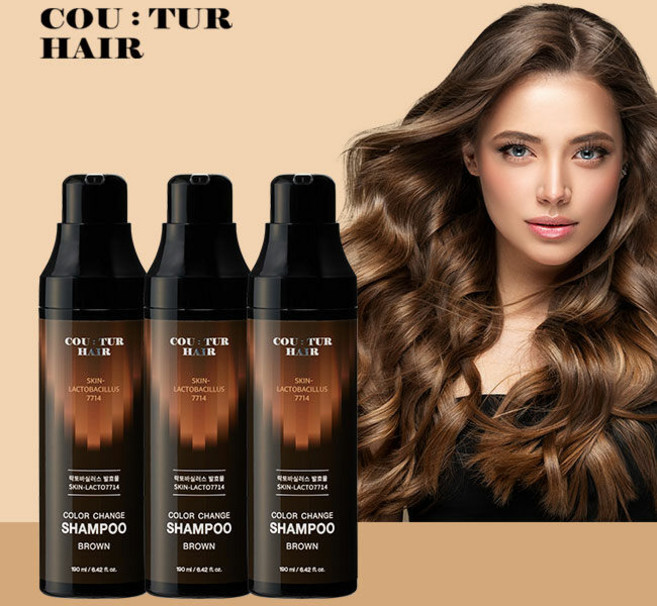 꾸띄르 헤어 꾸띄르헤어 스킨락토7714 컬러체인지 샴푸 190ml 3개, 진갈색, 1개