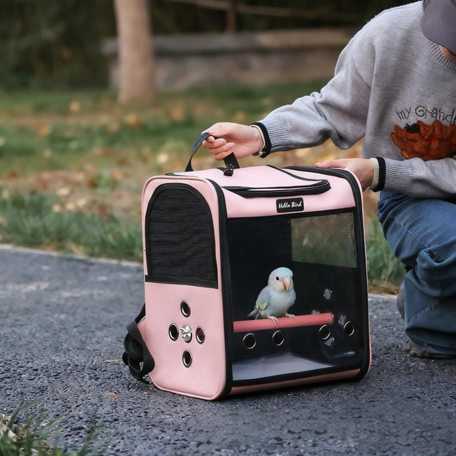 GAPINO 앵무새 가방 백팩 외출 휴대용 새 가방, 분홍색