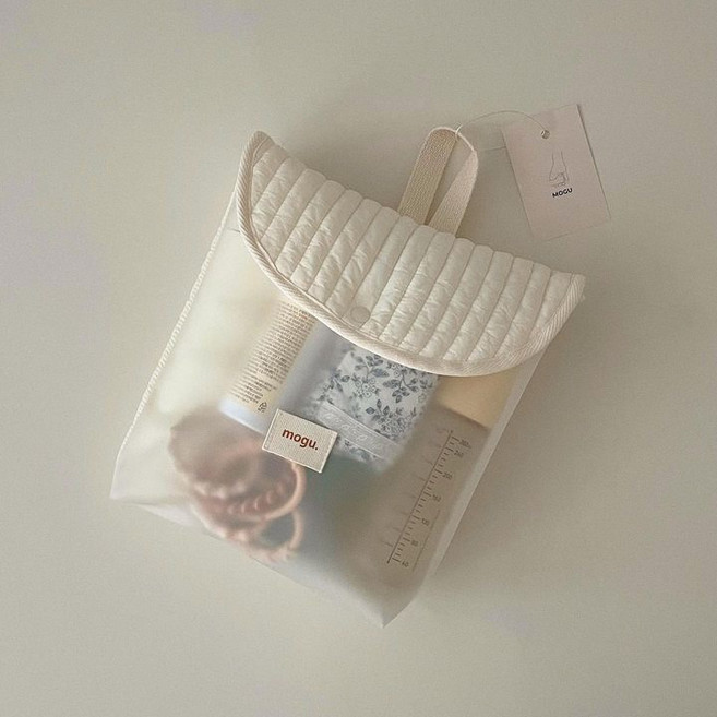 모구 기저귀파우치 누빔파우치 어린이집 준비물 어린이집파우치 유모차가방 유아카가방, 아이보리