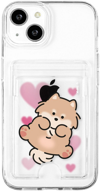 카드2장 수납 왕왕 귀여워 발라당 카드 포켓 클리어 젤하드 케이스