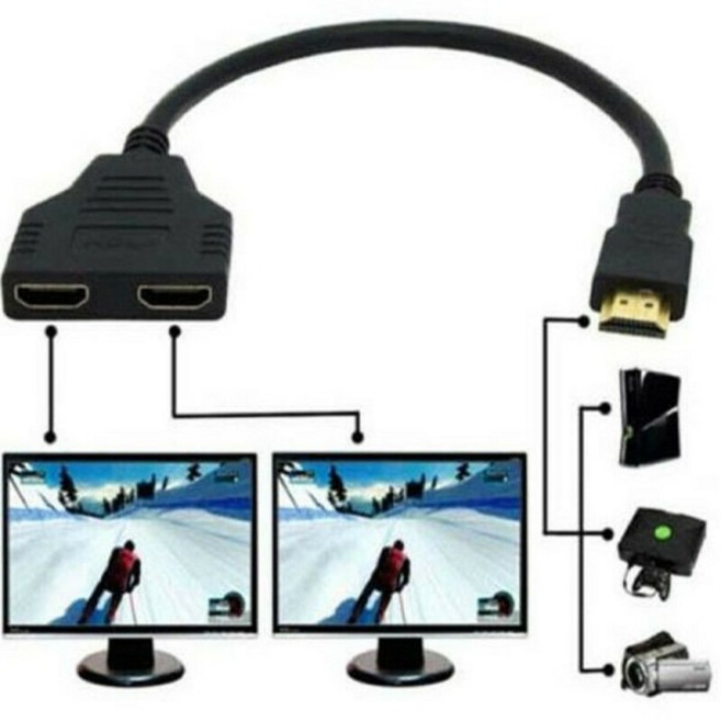 호환 HDMI 호환 1080P 수-더블 암 어댑터 케이블 게임용 컨버터 연결 코드 1 in 2 out, 1개