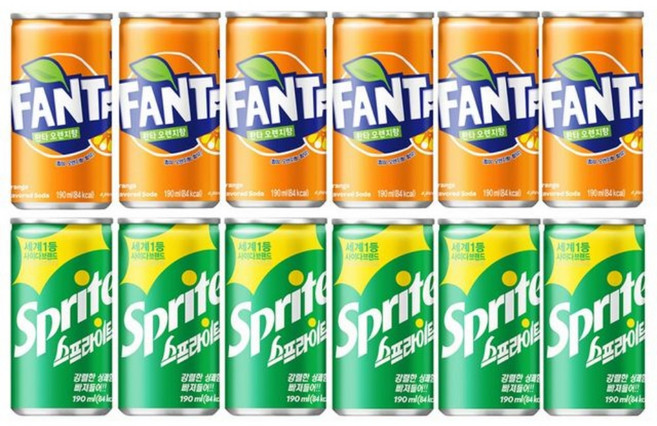 [리미드]환타오렌지 6개 + 스프라이트 6개 - 시원한 2종세트 190ml (총12캔)