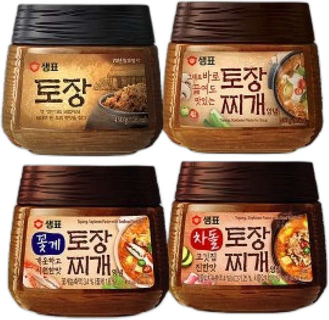샘표 토장 4종 / 토장찌개 차돌 꽃게 / 된장 찌개양념, 샘표 토장 450g 혼합4종(각1개씩), 1개, 450g