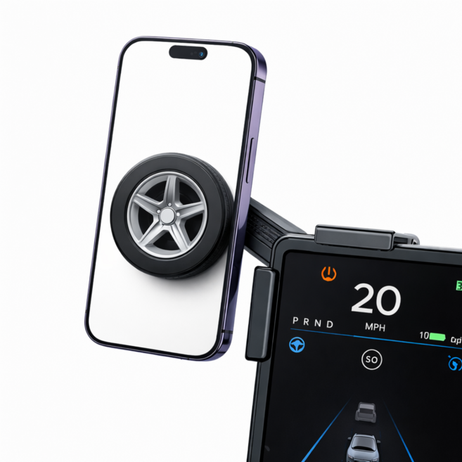 NEXT EDGE 비접착 테슬라 모니터 모델Y 모델3 하이랜드 핸드폰 거치대, 1개, 블랙