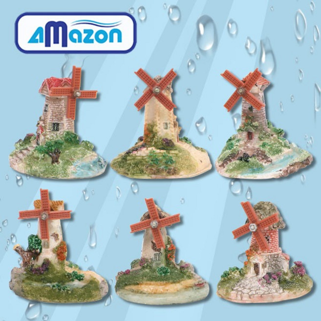 다팜아쿠아 아마존 JL782 소형 풍차 하우스 장식품 은신처 6가지 타입 랜덤 (5.5x6x5.5cm)