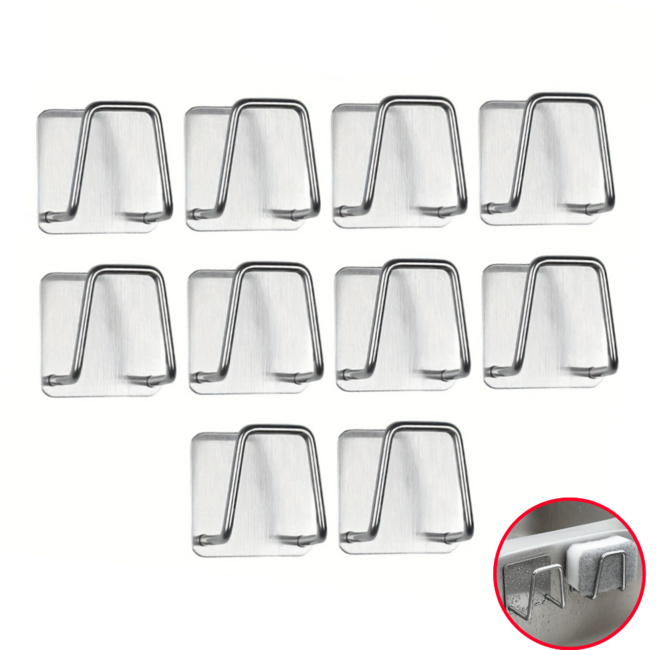 라노브 주방 벽면 정리용 무타공 수세미 거치대, 10개, 실버