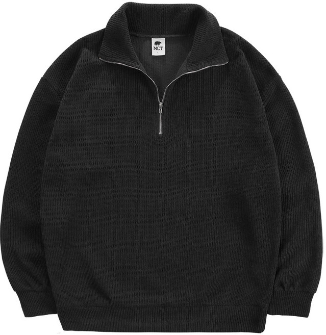 남녀공용 와플 니트 솔리드 반집업 지퍼 맨투맨 빅사이즈 카라 긴팔 티셔츠 커플 남성 남자 오버핏 캐주얼 터틀넥 스웨터 하이넥 티