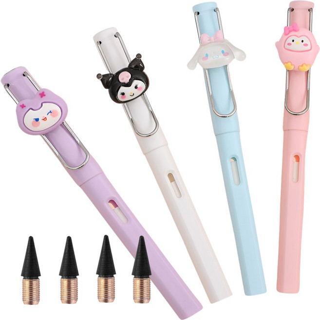 꿈보 무한연필 4p 귀여운 케릭터 연필, 거위친구들 4P