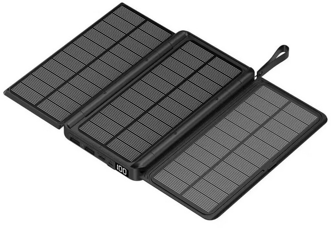 30000mah 折疊式太陽能行動電源 便攜移動電源 戶外電源 大容量行動電源 太陽能電源, 黑色, 10000mah, N/A