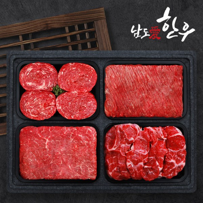 [남도애한우] 한우 1등급 정육세트4호 (불고기+국거리+산적+사태)팩당500g, 1개