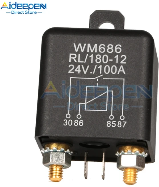 12V 24V 100A 범용 배터리 스위치 릴레이 시작 4 핀 듀얼 절연체 현재 자동차, 03 24V 100A