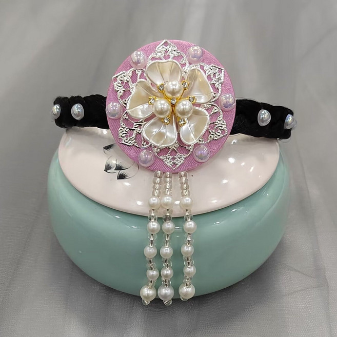 한복 머리띠 패션 공연용 에스닉룩 소품 명절 진주꽃 한복 머리띠 전통 귀여운 YMY