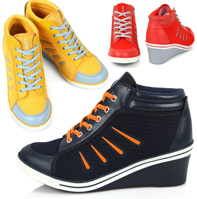 마이슈 국산 발이편한 여성 하이탑 운동화 키높이 5cm 쿠션 여자 스니커즈화