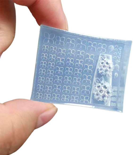 섬세한 네일 조각 곰팡이 장식 실리콘 3D 엠보싱 실리콘 몰드, 1개