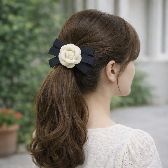 카멜리아 헤어핀 꽃 빼빼로 핀 동백꽃 반머리