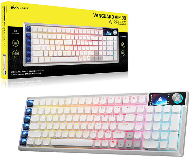 커세어 무선 기계식 키보드 8K 스트림텍 OPX 게이밍 키보드 AIR 99 LP, 제조사축, 에어99, 화이트