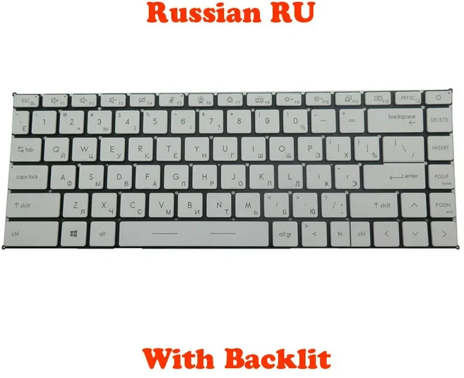 노트북 백라이트 미국 RU 키보드 MSI 델타 15 MS-15CK A5EFK 15.6 '영어 러시아어 회색 흰색 프레임 없음, 01 Russian RU