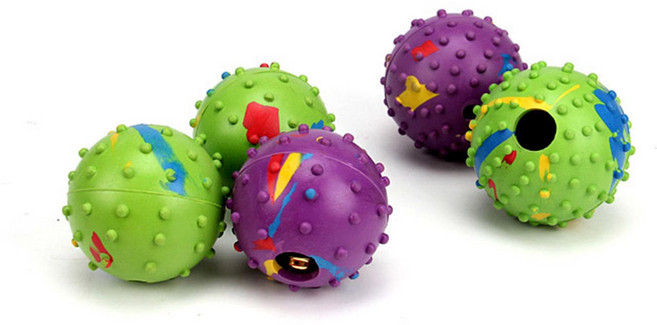 강아지 인터랙티브 장난감 고무 지저귀는 공 고양이 강아지 장난감 강아지 씹는 스파이키 강아지 장난감 소프트 짜잉 내장 강아지 구멍 고양이 어금니 장난감 인터랙티브, L