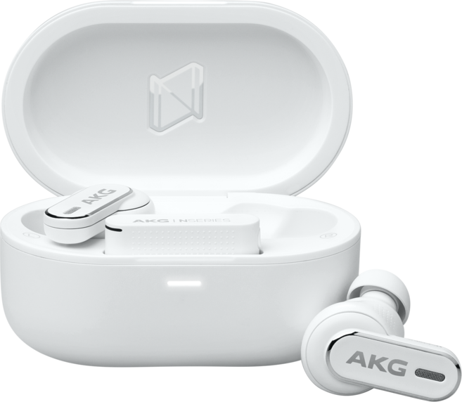 삼성공식파트너 AKG N5 HYBRID 블루투스 이어폰 노이즈캔슬링 USB-C 동글이 IP54 전용앱 최대40시간 커널형 무선이어폰, 화이트