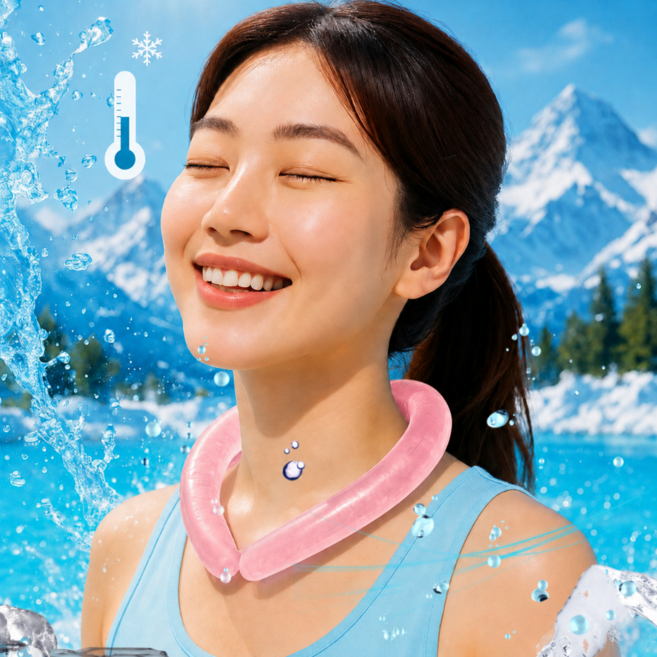 누미아 즉각냉감 쿨링 아이스 넥밴드, 1개, 핑크색