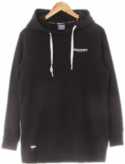 8071 DlSCOVERY 블랙 프린팅 면혼방 나그랑라이트후드티 [90]