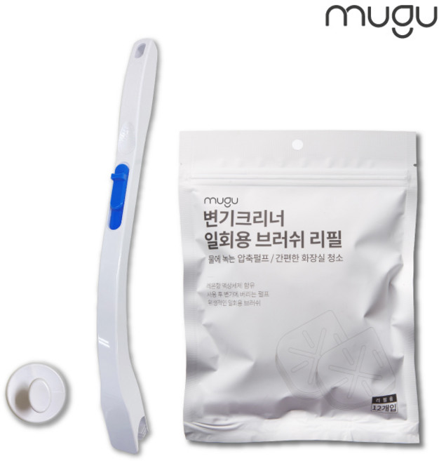 [무구] 변기크리너 핸들 1개 + 리필 1팩 (12회사용분) + 전용고리 1개, 변기크리너 핸들 1개+리필 1팩+전용고리 1개