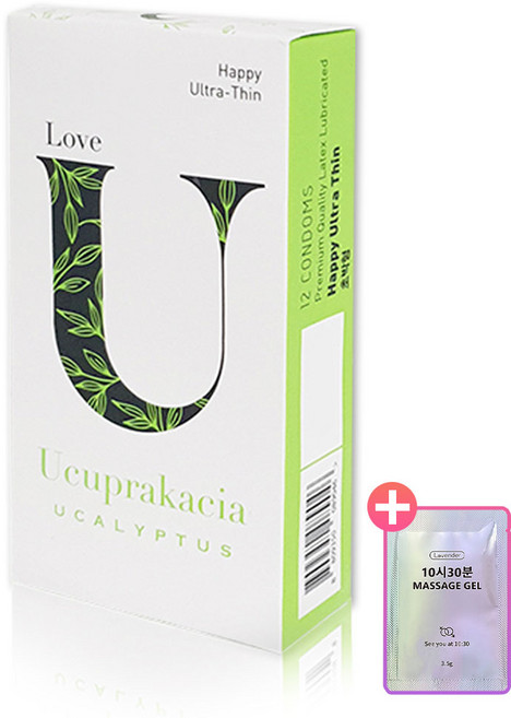 유추프라카치아 초박형 콘돔 + 라벤더 마사지 젤, 12개입, 1세트