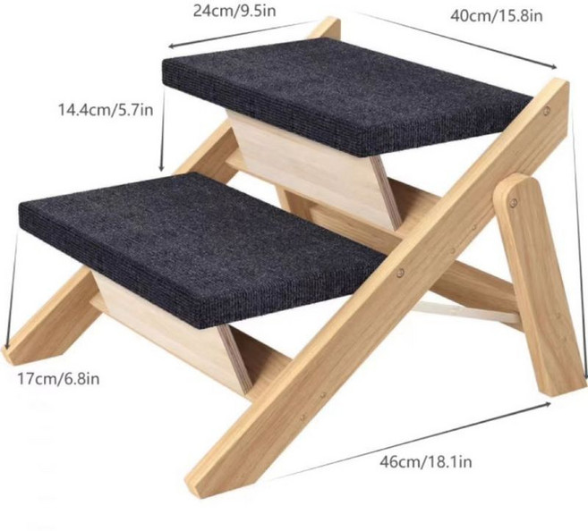 木質寵物樓梯 寵物坡道 輔助爬梯 老年犬防滑沙發階梯, 二層, 1個