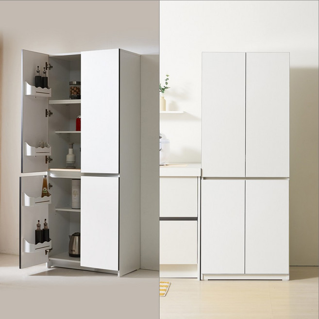 700 홈카페 수납장 냉장고도어장 (화이트), 화이트