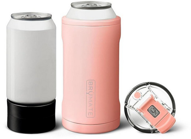BrüMate Hopsulator Trio 3-in-1 단열 캔 쿨러 354.9ml(12온스) / 473.2ml(16온스) 캔용 + 뚜껑이 있는 100% 누출 방지 텀블러 맥, 구아바