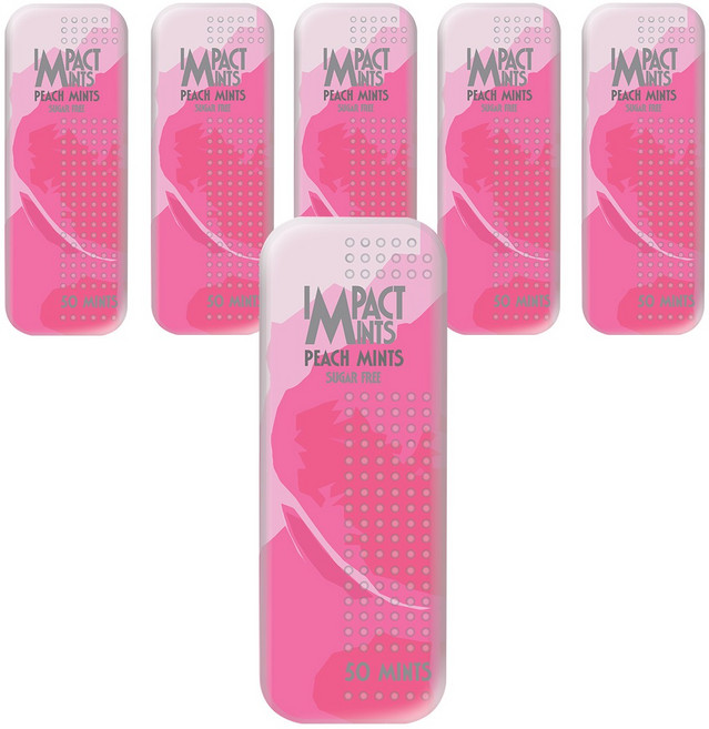 임팩트 민트 캔디 슬림 복숭아 독일 무설탕 금연 사탕, 6개, 9g