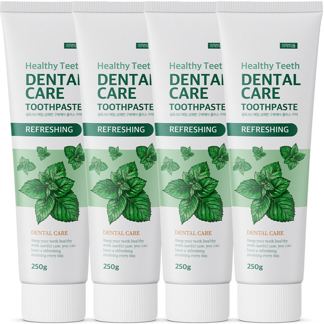 쉼표365 상쾌한 무불소 구취케어 치약, 250g, 4개