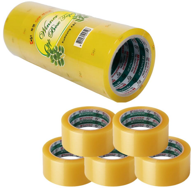 금성 K&T 박스테이프 중포장 48mm x 40M, 투명, 5개