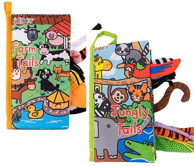 Jollybaby 헝겊책 꼬리책, 정글 + 농장, 1개