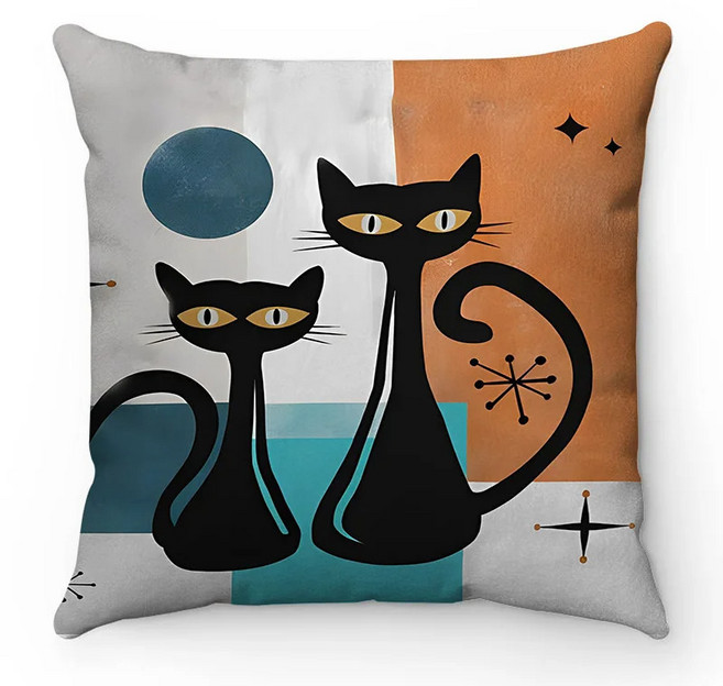모던 일러스트 사랑스러운 고양이 쿠션커버