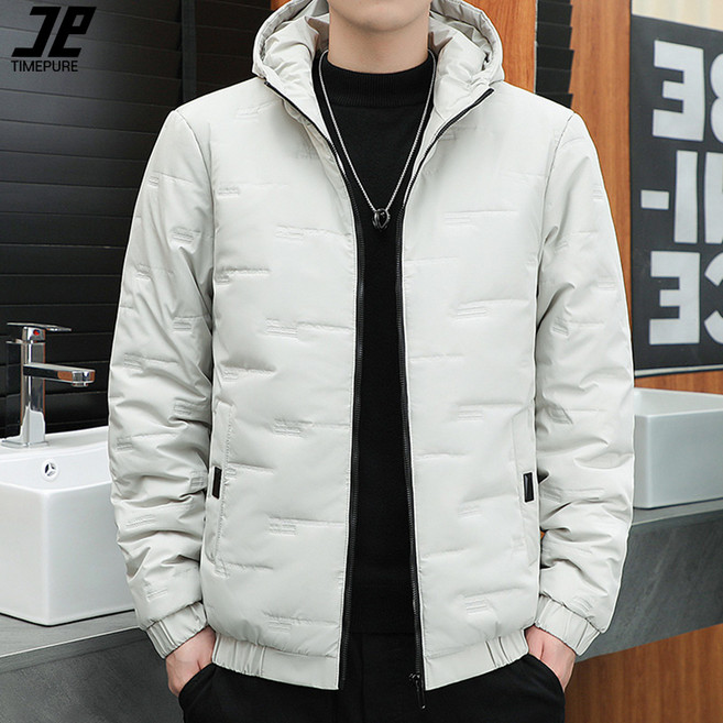 TIMEPURE 남성 후드 누빔 경량 패딩 점퍼 겨울 가을 도톰한 충전재 숏패딩 자켓 방한 데일리점퍼
