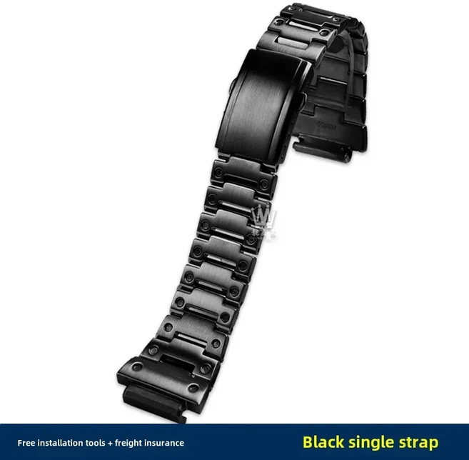 GSHOCK Casio DW-H5600 블루투스 심박수 솔리드 스테인레스 스틸 남성용 시계 밴드 체인 수정 스트랩 베젤, [03] black strap, [01] DW-H5600